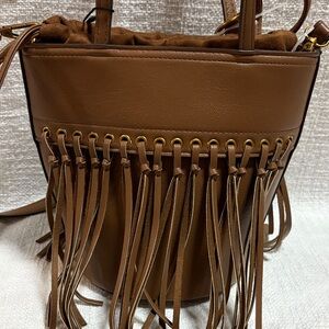 Brand new with tags Brown Steve Madden Fringe nutshell Bucket Bag